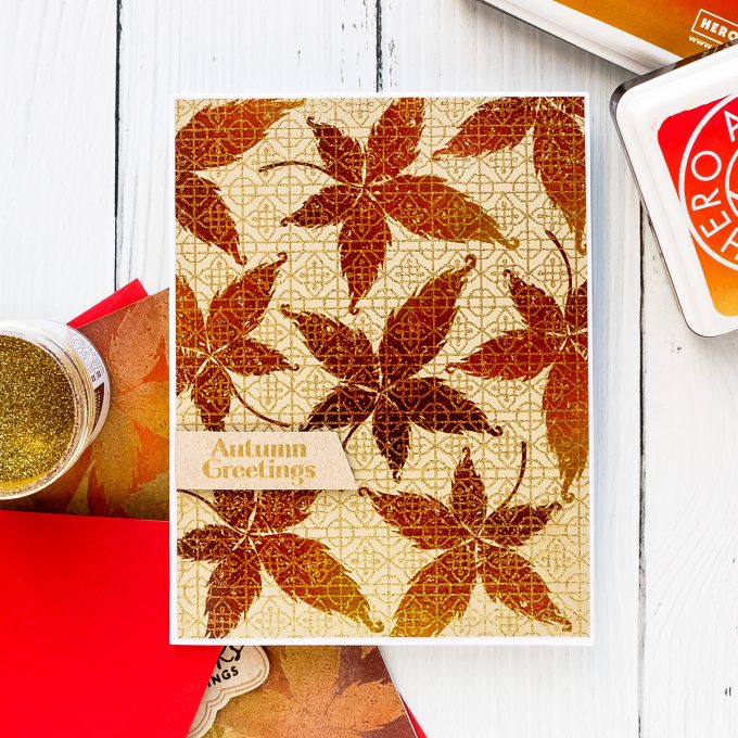 Hero Arts | Fall Foliage Cards. September 2018 My Monthly Hero Kit. Video tutorial. Pattern stamping 3 ways. #yscardmaking #heroarts #mymonthlyhero #cardmaking #fallcard #fallcardmaking #autumncard #heroartskit #cardkit #handmadecard