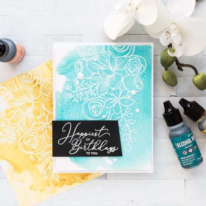 Simon Says Stamp | October 2018 Card Kit - Alcohol Ink Lift Card by Yana Smakula #yscardmaking #sssck #simonsaysstamp #alocholinklift