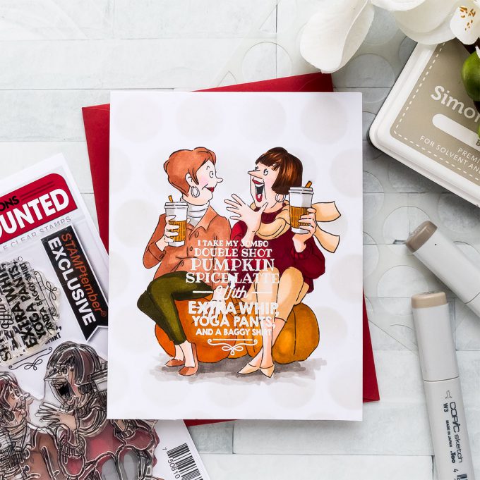 STAMPtember | Art Impressions – I Take My Jumbo Double Shot Pumpkin Spice Latte... Card by Yana Smakula featuring Art Impressions Stamps PUMPKIN SPICE sse18ps STAMPtember Exclusive #yscardmaking #stamptember #simonsaysstamp #artimpressions