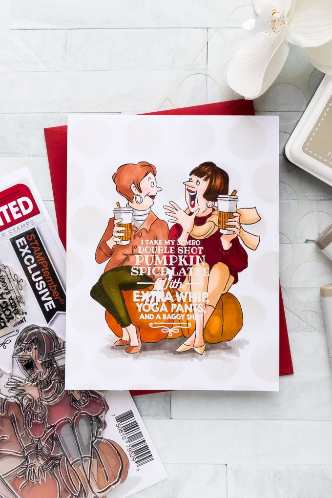 STAMPtember | Art Impressions – I Take My Jumbo Double Shot Pumpkin Spice Latte... Card by Yana Smakula featuring Art Impressions Stamps PUMPKIN SPICE sse18ps STAMPtember Exclusive #yscardmaking #stamptember #simonsaysstamp #artimpressions