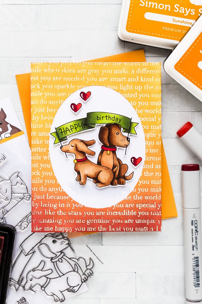 STAMPtember | Newton's Nook - Happy Birthday Puppy Card by Yana Smakula for Simon Says Stamp using Newton's Nook Clear Stamps HELLO BEAUTIFUL sss101933 STAMPtember Exclusive #yscardmaking #stamping #stamptember #simonsaysstamp