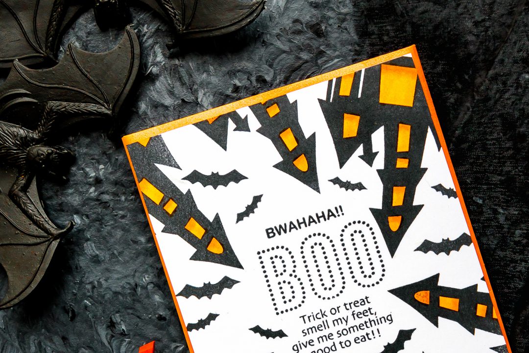 STAMPtember | Trick or Treat Smell My Feet. One Layer Halloween Card with Simon Says Stamp BWAHAHA sss101879 stamp set #yscadmaking #halloweencard #halloweenstationery #halloweencardmaking #halloweenDIY #halloween