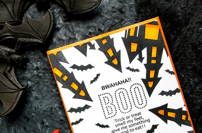 STAMPtember | Trick or Treat Smell My Feet. One Layer Halloween Card with Simon Says Stamp BWAHAHA sss101879 stamp set #yscadmaking #halloweencard #halloweenstationery #halloweencardmaking #halloweenDIY #halloween