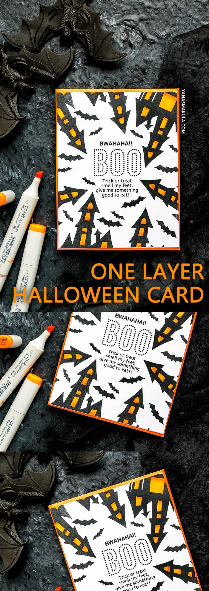 STAMPtember | Trick or Treat Smell My Feet. One Layer Halloween Card with Simon Says Stamp BWAHAHA sss101879 stamp set #yscadmaking #halloweencard #halloweenstationery #halloweencardmaking #halloweenDIY #halloween