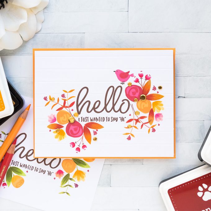 STAMPtember | WPlus9 - One Layer Fall Layered Floral Card by Yana Smakula. Video tutorial #cardmaking #yscardmaking #stamptember #wplus9 #onelayercard