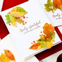 Alcohol Ink Fall Leaves Clean & Simple Gratitude Cards with Reverse Confetti Fall Foliage stamp set. Video tutorial by Yana Smakula #yscardmaking #alcoholink #fallcard #autumncard #gratitudecard #thanksgivingcard #happymail #diycard