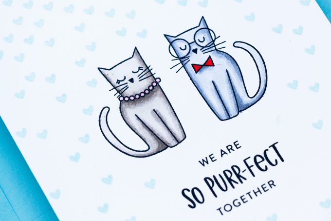 STAMPtember 2018 | We Are So Purr-Fect Together Card by Yana Smakula using Right Meow stamp set by Simon Says Stamp #yscardmaking #onelayercard #catcard #catlove #catitude