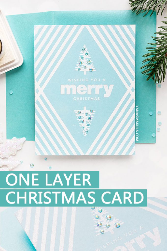 How to make a Clean & Simple Christmas card using stamps, stencils, ink and embossing powder. Simon Says Stamp | Mirrored Holiday Card Design. Simple Christmas Heat Embossing Idea.