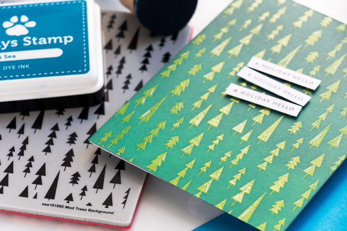 Simon Says Stamp | Modern Christmas Card with Mod Tress Background. Video tutorial #yscardmaking #simonsaysstamp #christmascard