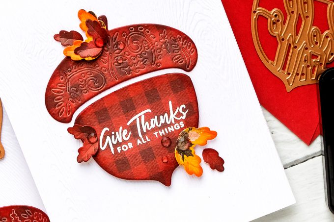 How to make Fall Acorn Cards. Video tutorial. Spellbinders | Fall Acorn Cards (Die Cutting + Hot Foil). Small Die of the Month. #cardmaking #spellbinders