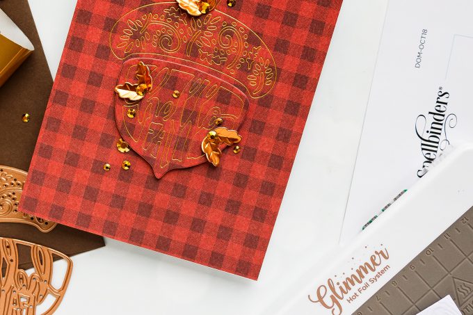 How to make Fall Acorn Cards. Video tutorial. Spellbinders | Fall Acorn Cards (Die Cutting + Hot Foil). Small Die of the Month. #cardmaking #spellbinders