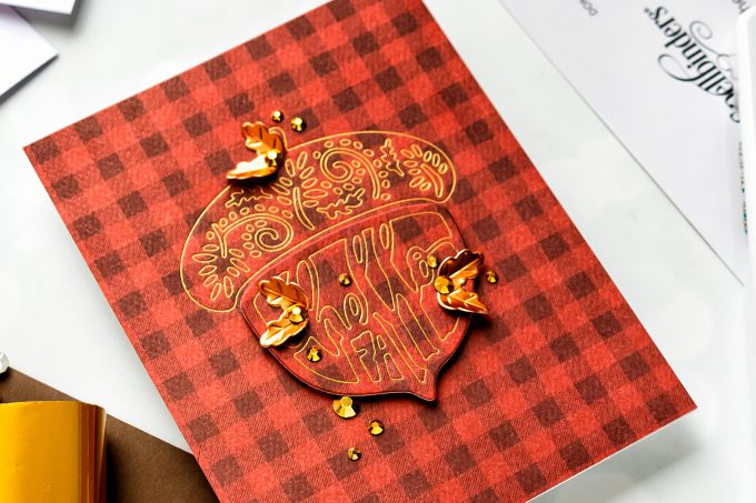 How to make Fall Acorn Cards. Video tutorial. Spellbinders | Fall Acorn Cards (Die Cutting + Hot Foil). Small Die of the Month. #cardmaking #spellbinders