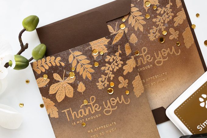 How to make Fall Thank You cards. Simon Says Stamp | Fall Thank You Cards featuring Ink Blending & Heat Embossing #cardmaking #simonsaystamp