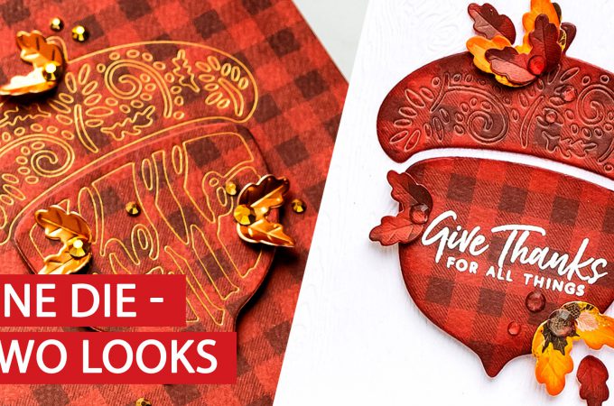 How to make Fall Acorn Cards. Video tutorial. Spellbinders | Fall Acorn Cards (Die Cutting + Hot Foil). Small Die of the Month. #cardmaking #spellbinders