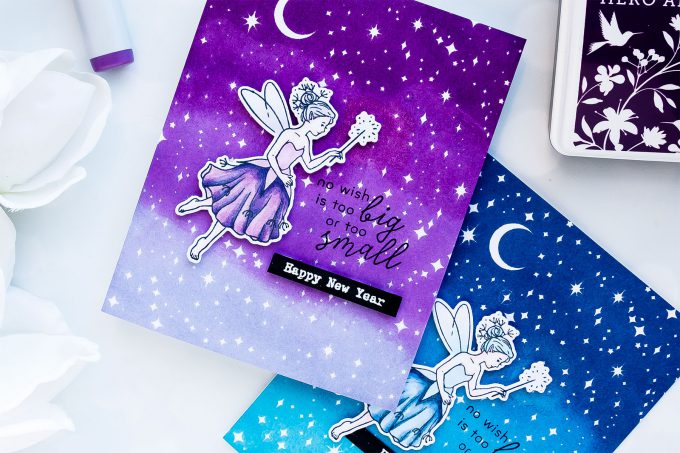 Hero Arts | Ombre Fairy Tale New Year Cards. December 2018 My Monthly Hero Kit. Video (Blog Hop + Giveaway). Handmade cards by Yana Smakula