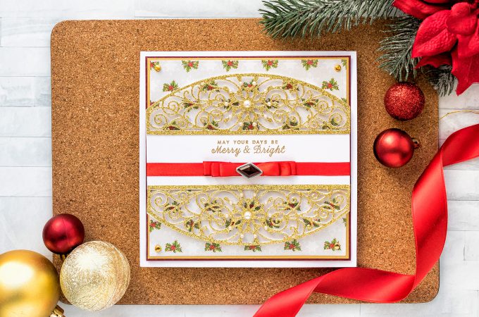 Traditional Christmas Card by Yana Smakula for Spellbinders featuring A Charming Christmas collection by Becca Feeken. As Seen in Die-cutting Essentials Issue 45.