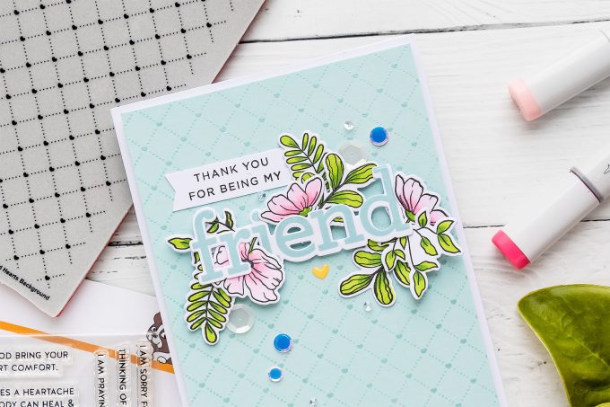 Simon Says Stamp | Clean & Simple Floral Friendship Card - Thank You For Being My Friend. Video tutorial by Yana Smakula 