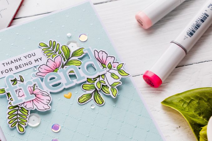 Simon Says Stamp | Clean & Simple Floral Friendship Card - Thank You For Being My Friend. Video tutorial by Yana Smakula 