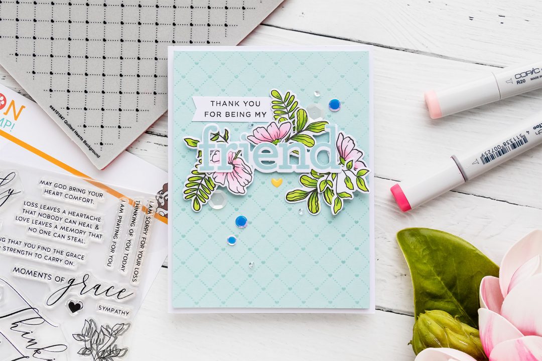 Simon Says Stamp | Clean & Simple Floral Friendship Card - Thank You For Being My Friend. Video tutorial by Yana Smakula