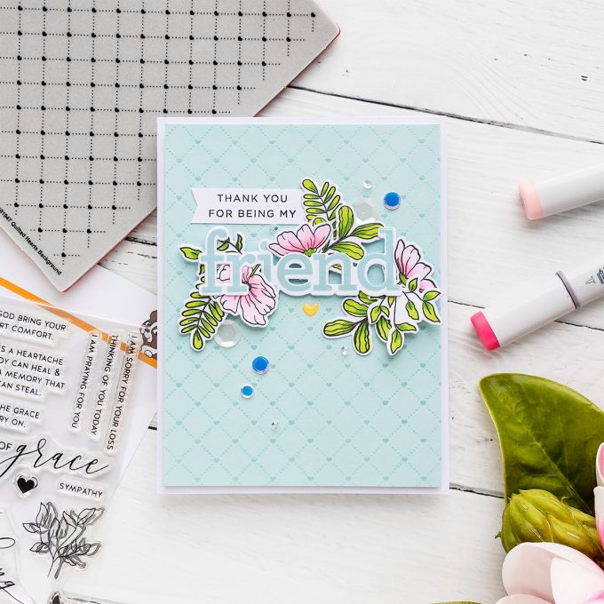 Simon Says Stamp | Clean & Simple Floral Friendship Card - Thank You For Being My Friend. Video tutorial by Yana Smakula 