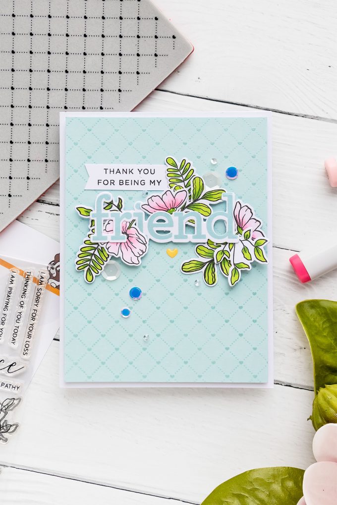 Simon Says Stamp | Clean & Simple Floral Friendship Card - Thank You For Being My Friend. Video tutorial by Yana Smakula 