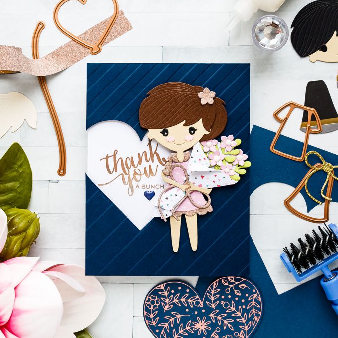 Paper Doll Thank You a Bunch Paper Doll cards with Spellbinders Small & Large Die of the Month January 2019 