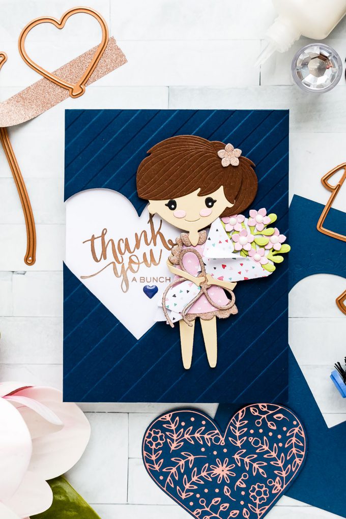 Paper Doll Thank You a Bunch Paper Doll cards with Spellbinders Small & Large Die of the Month January 2019 