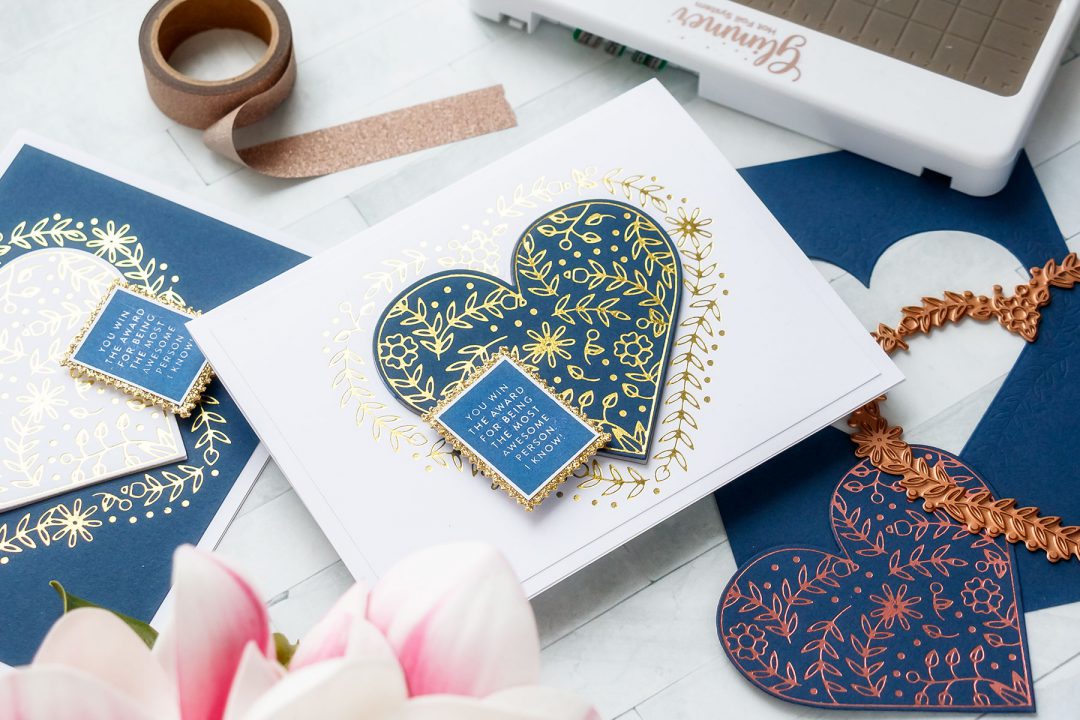 Hot Foil Friendship Cards. Spellbinders Glimmer of the Month January 2019 Club. Video tutorial. Handmade cards by Yana Smakula