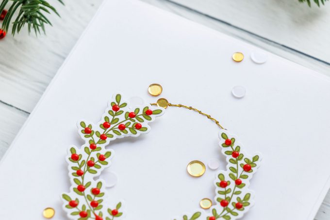 Clean & Simple Wreath Card with Gold Stitching. Handmade card by Yana Smakula for Simon Says Stamp