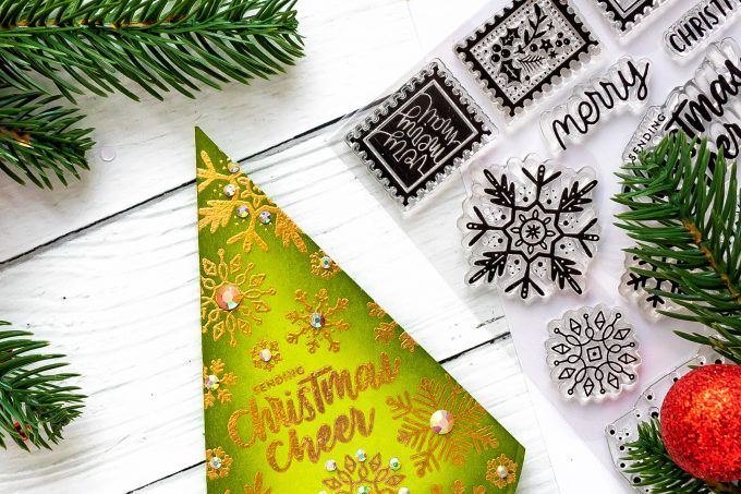 Triangle-Shaped Christmas Card by Yana Smakula for Simon Says Stamp