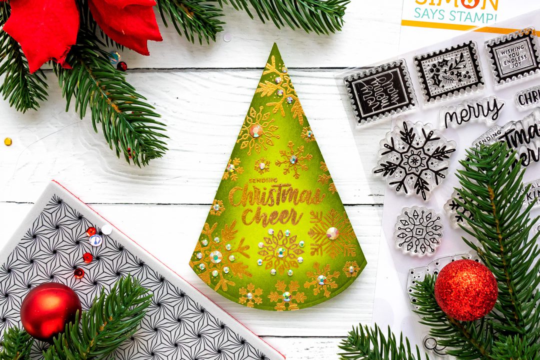 Triangle-Shaped Christmas Card by Yana Smakula for Simon Says Stamp