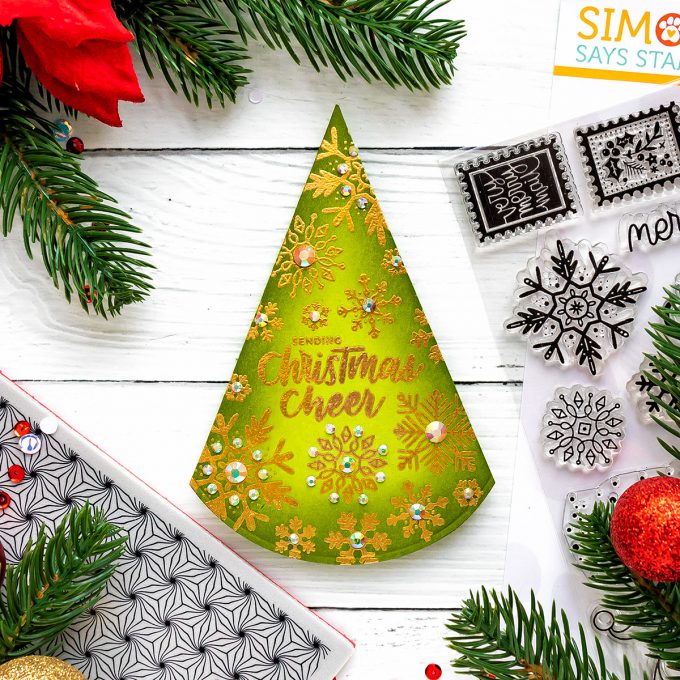 Triangle-Shaped Christmas Card by Yana Smakula for Simon Says Stamp