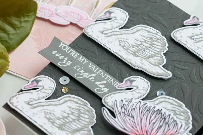 Swan Greeting Cards featuring "Color Layering Swan" stamp set from Hero Arts. Video tutorial by Yana Smakula