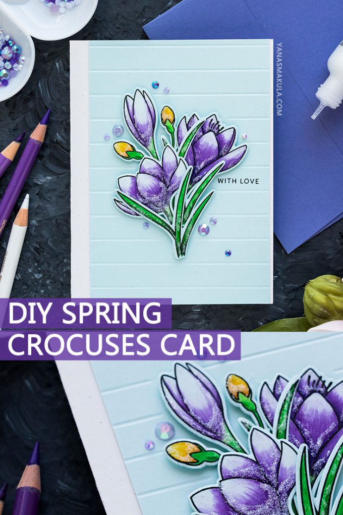 Pretty Pink Posh | Spring Crocuses Card by Yana Smakula featuring Polychromos Pencil Coloring