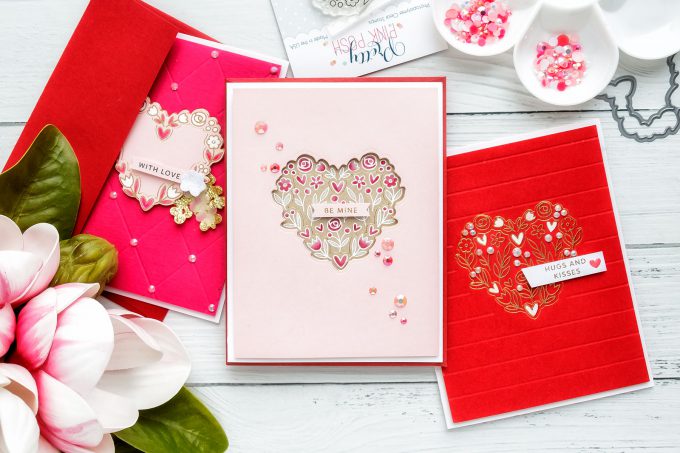 How to make foiled (and heat embossed) Valentine's Day Cards. Video tutorial by Yana Smakula for Pretty Pink Posh