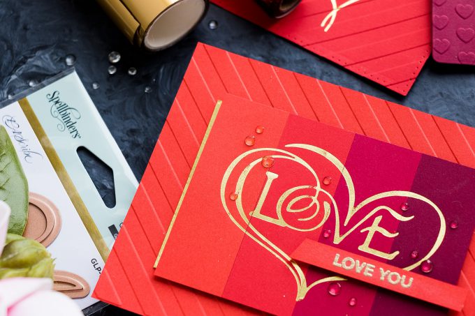 Foiled & Color Blocked Valentine's Day Love Card by Yana Smakula for Spellbinders. Video tutorial