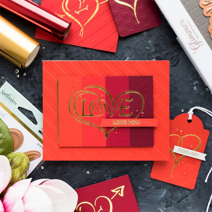 Foiled & Color Blocked Valentine's Day Love Card by Yana Smakula for Spellbinders. Video tutorial