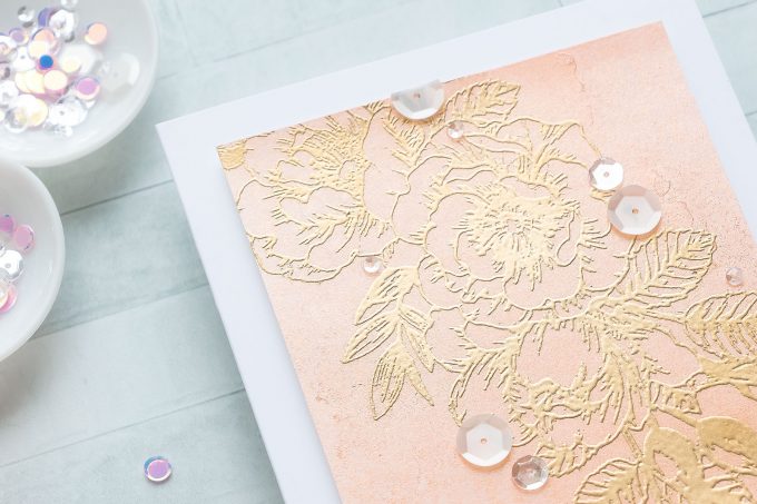 Simon Says Stamp | No-Coloring Floral Birthday Card with Mica Mist by Tonic Studios. Short Video tutorial by Yana Smakula