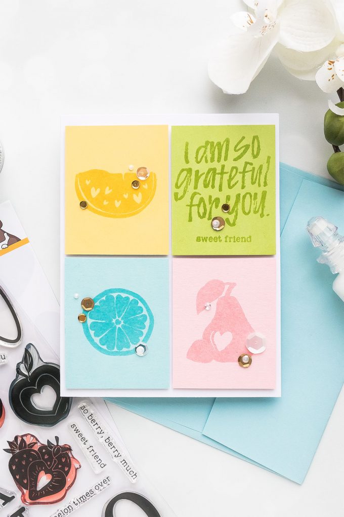 Simon Says Stamp | Color Blocking in Cardmaking - Take One - Grateful for You Fruit Card by Yana Smakula