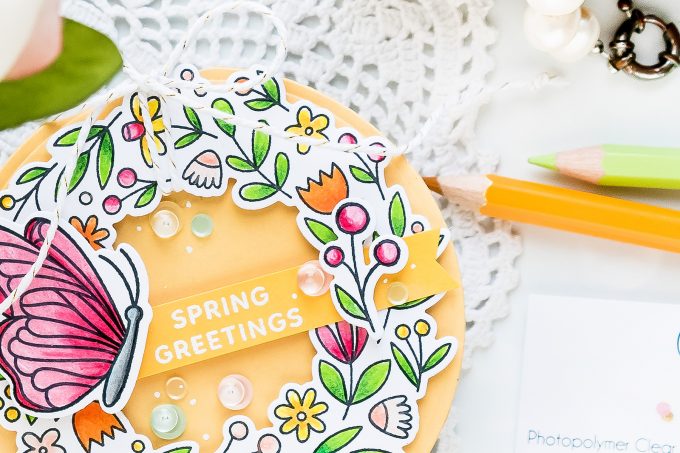 Pretty Pink Posh | Shaped Spring Wreath Card. Video tutorial by Yana Smakula 