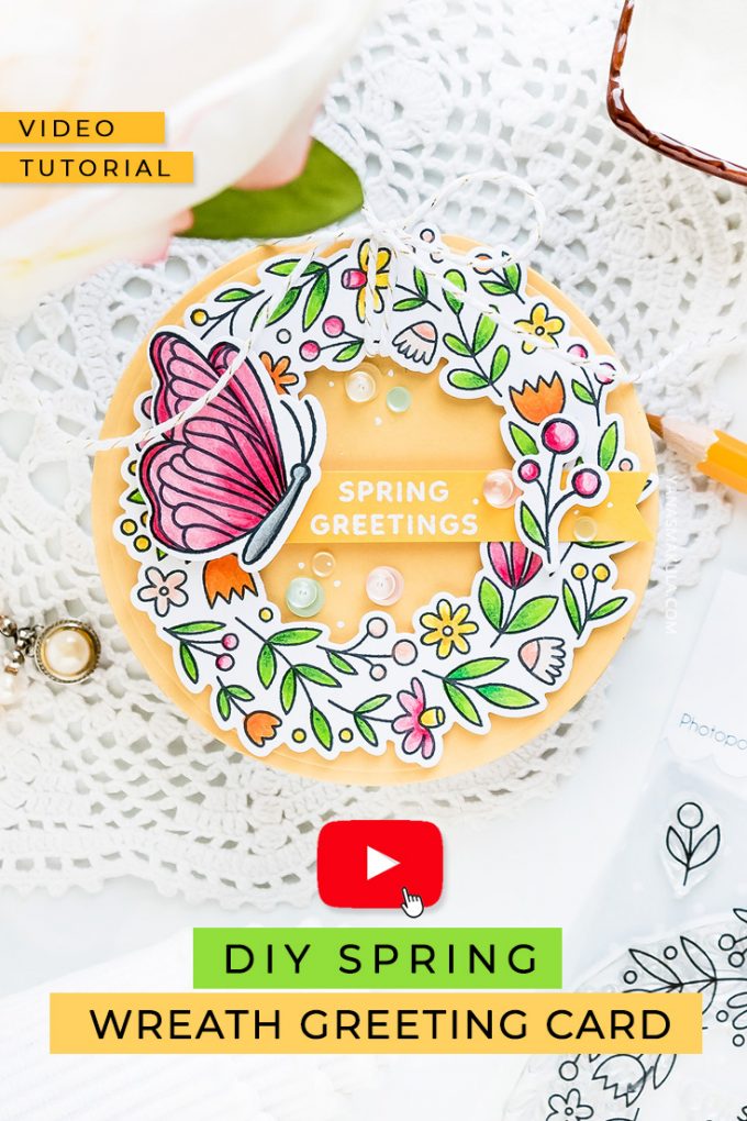 Pretty Pink Posh | Shaped Spring Wreath Card. Video tutorial by Yana Smakula 