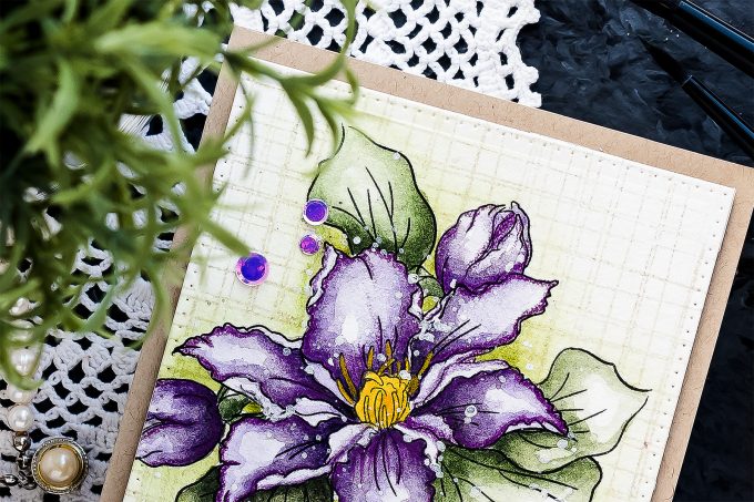 Simon Says Stamp | Watercolor Clematis Card for Mom. Video tutorial by Yana Smakula. How to watercolor clematis.