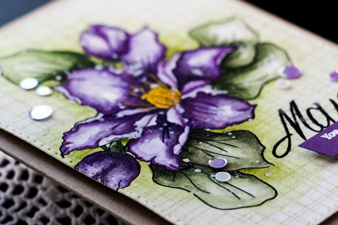 Simon Says Stamp | Watercolor Clematis Card for Mom. Video tutorial by Yana Smakula. How to watercolor clematis.