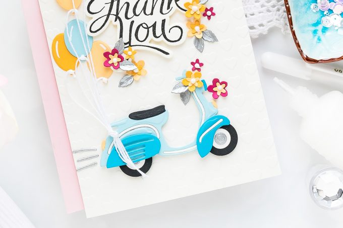 Spellbinders | May 2019 Small Die of the Month - Thank You Vespa Card. Video tutorial by Yana Smakula