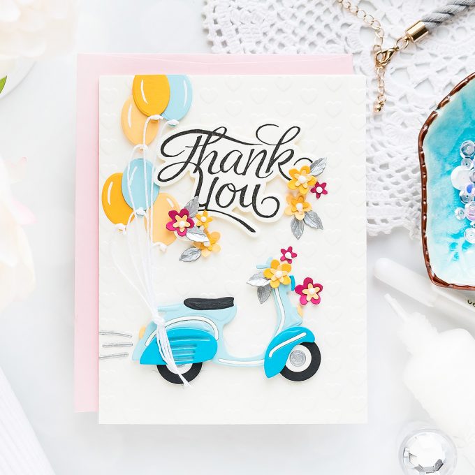 Spellbinders | May 2019 Small Die of the Month - Thank You Vespa Card. Video tutorial by Yana Smakula