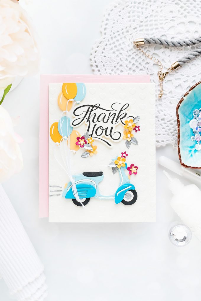 Spellbinders | May 2019 Small Die of the Month - Thank You Vespa Card. Video tutorial by Yana Smakula