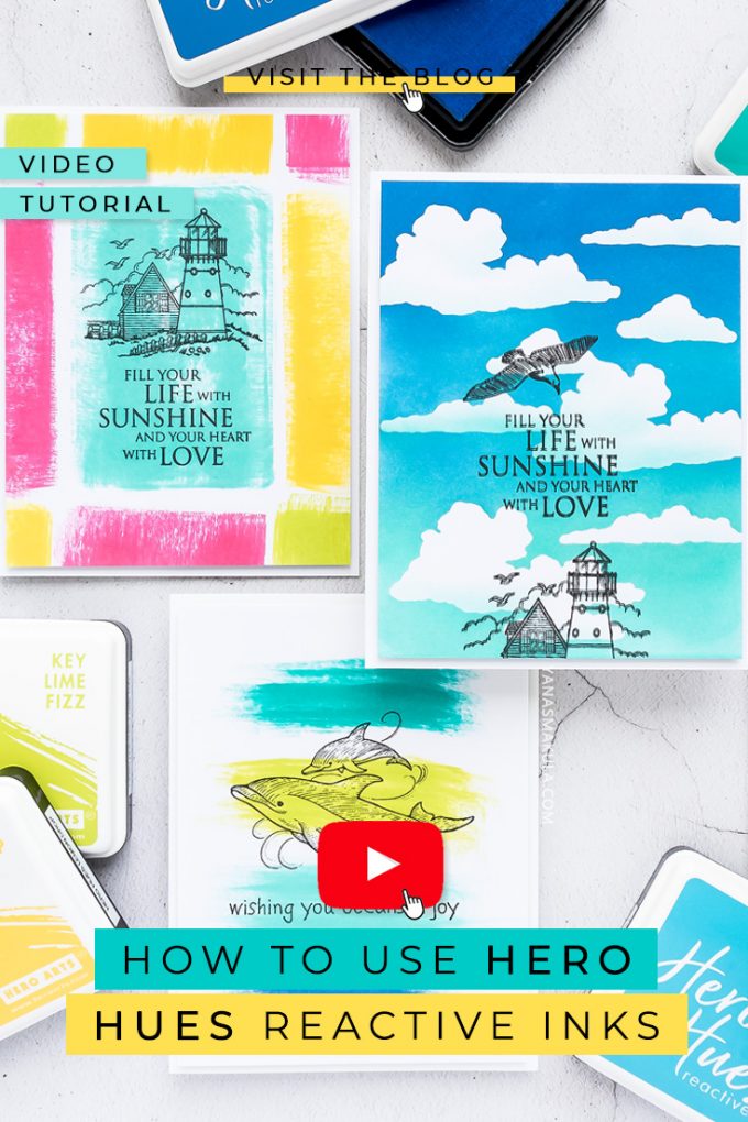 How to make Colorful Backgrounds for handmade cards in Minutes with Hero Arts NEW Hero Hues Reactive Ink | Watch the video tutorial for how-to.