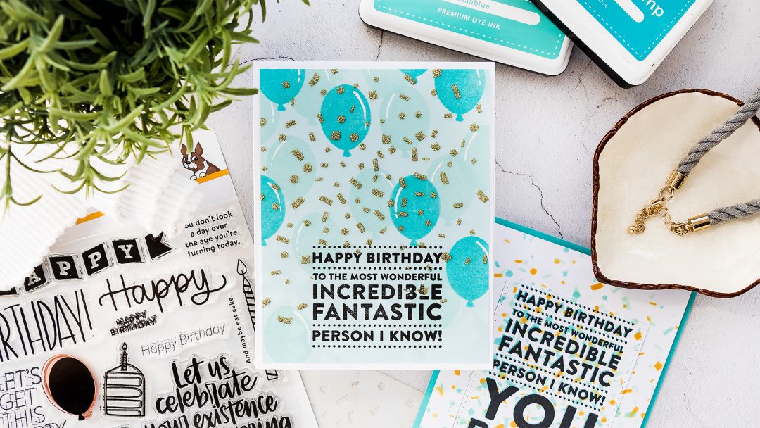 Need to make a quick Birthday card for a guy? Check out this simple & quick tutorial featuring Masculine Birthday Card idea using balloons and confetti with the help of Big Birthday Greetings stamp set from Simon Says Stamp. Handmade greeting card by Yana Smakula
