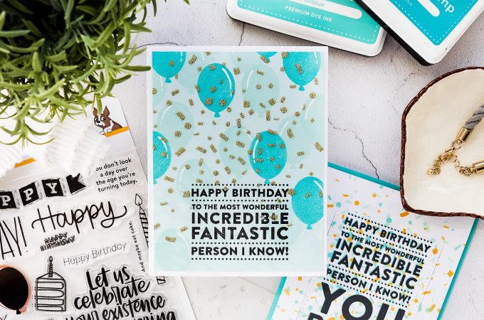 Need to make a quick Birthday card for a guy? Check out this simple & quick tutorial featuring Masculine Birthday Card idea using balloons and confetti with the help of Big Birthday Greetings stamp set from Simon Says Stamp. Handmade greeting card by Yana Smakula