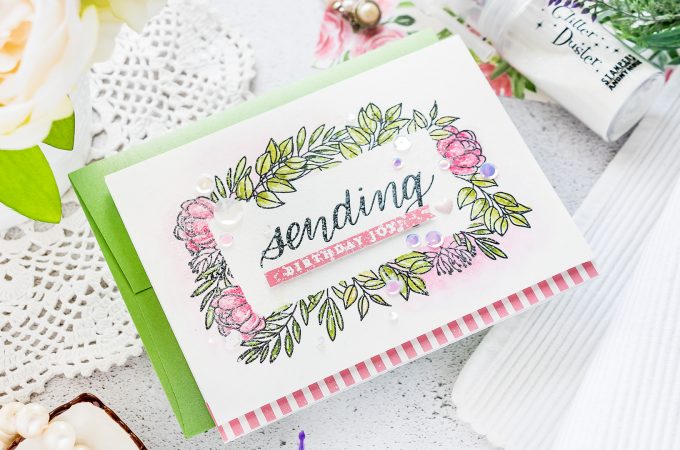 Simon Says Stamp June 2019 Card Kit - Sending Birthday Joy Handmade Greeting Card by Yana Smakula #sssck #cardmaking #simonsaysstamp